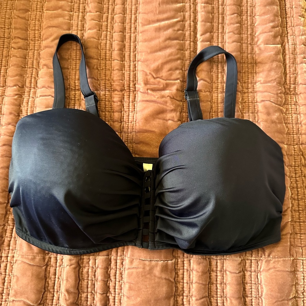 Lane Bryant size 40H navy blue balconette style wired swim top or bikini top